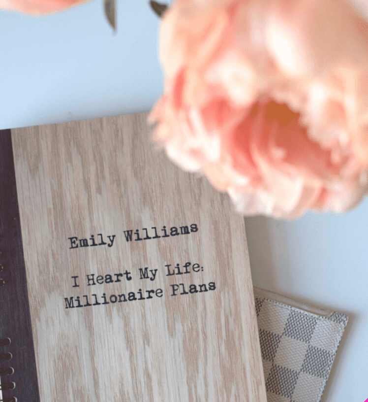 Emily Williams book with pink peonies beside it