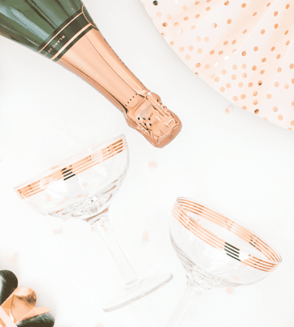Rose Gold Champagne and glasses