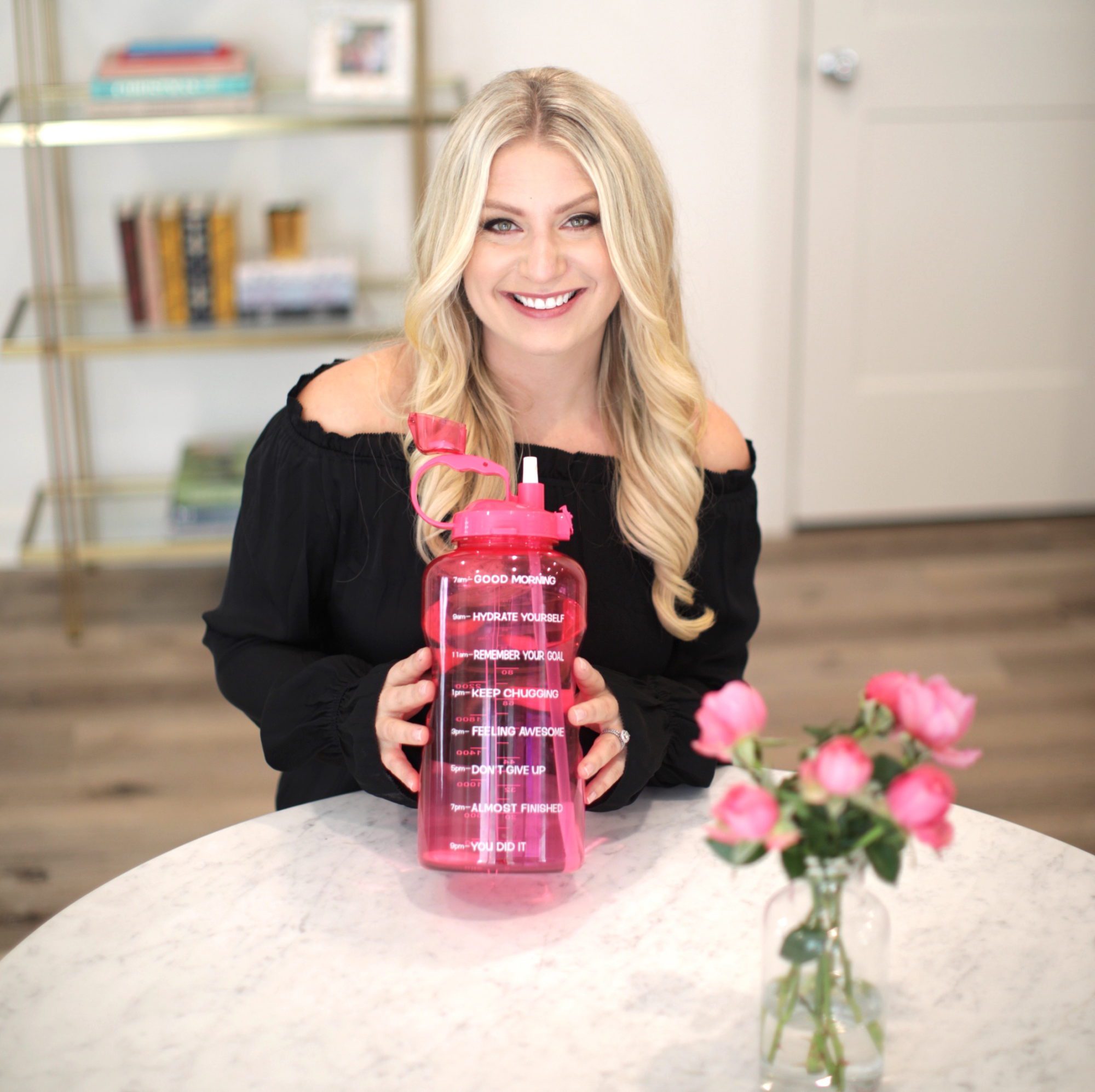 Emily Williams Holding Pink Waterbottle