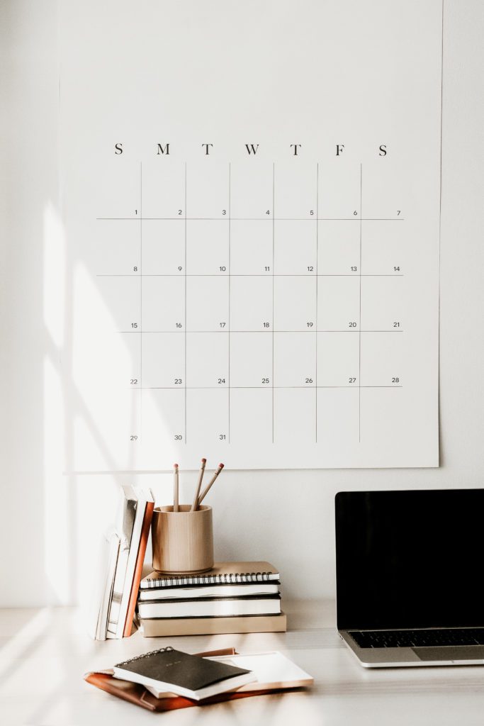 Calendar to plan goals.